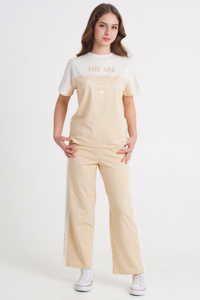 Bej You Are Beautiful Baskı 8-12 Yaş Takım - 2415-1