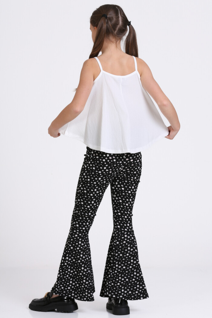 Ekru Bürümcük İp Askılı İspanyol Paça 5-8 Yaş Takım - 2418-2