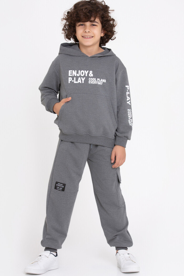 Erkek Çocuk Antrasit Enjoy Play Baskı 5-9 Yaş Takım - 23294-3