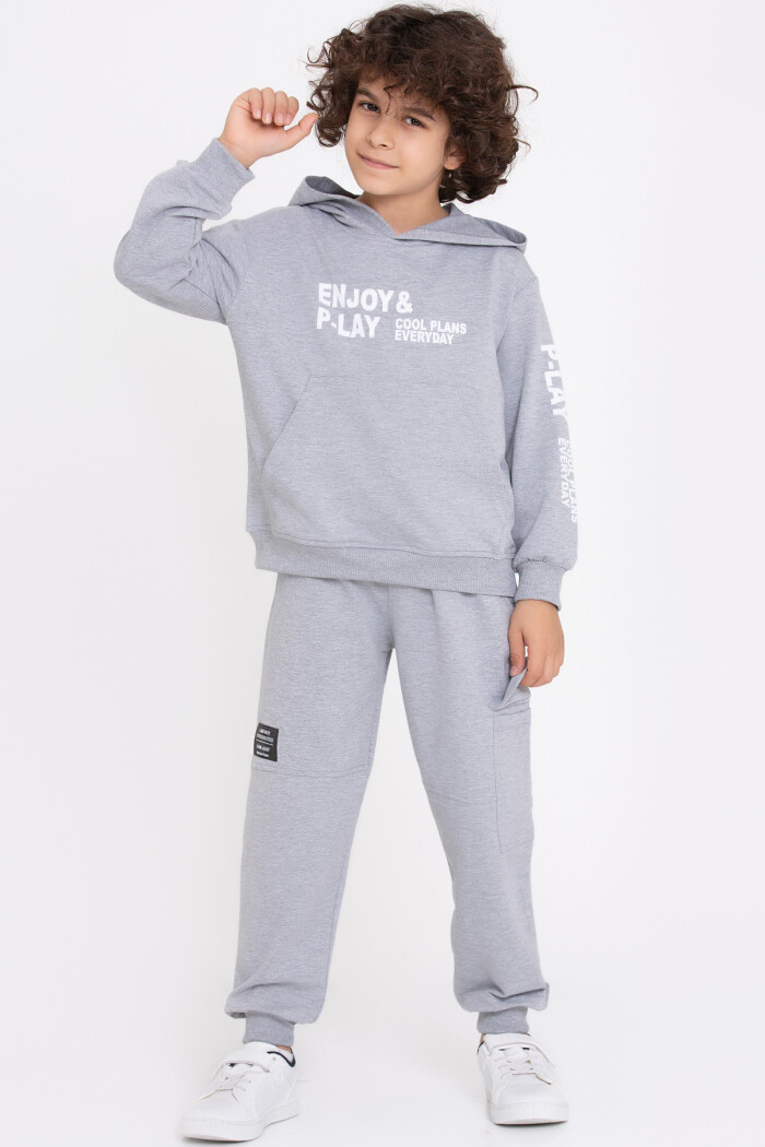 Erkek Çocuk Gri Enjoy Play Baskı 5-9 Yaş Takım - 23294-1