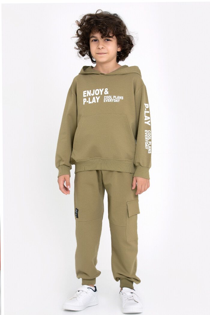 Erkek Çocuk Haki Enjoy Play Baskı 5-9 Yaş Takım - 23294-6