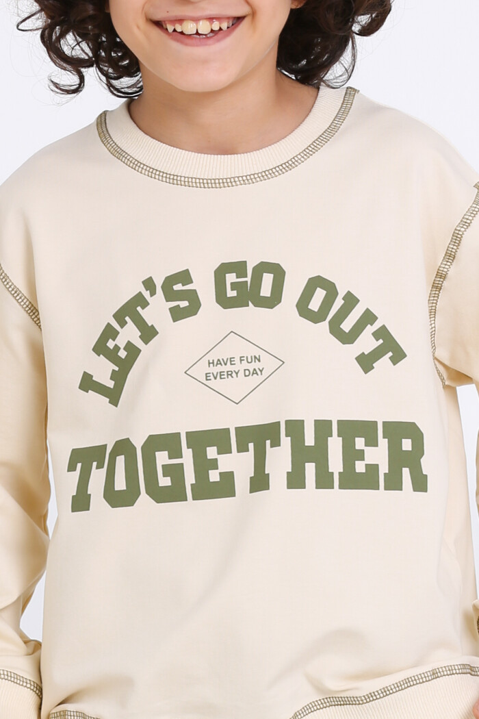 Erkek Çocuk Haki Lets Go Out Together Baskı 5-9 Yaş Takım - 23307-4