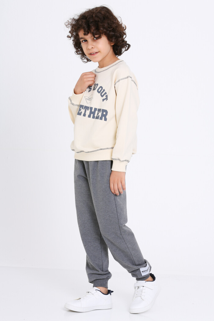 Erkek Çocuk Koyu Gri Lets Go Out Together Baskı 5-9 Yaş Takım - 23307-3