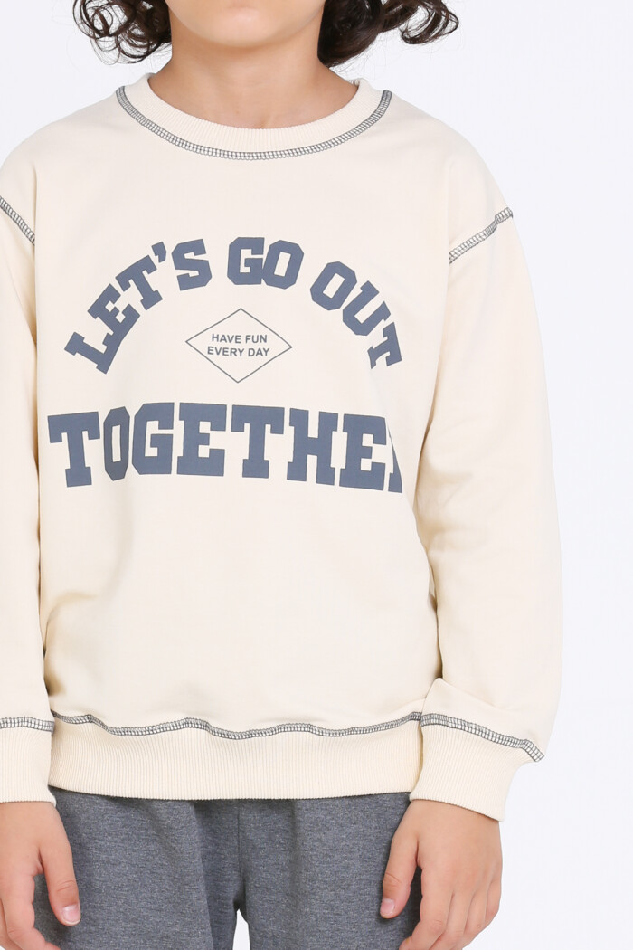 Erkek Çocuk Koyu Gri Lets Go Out Together Baskı 5-9 Yaş Takım - 23307-3