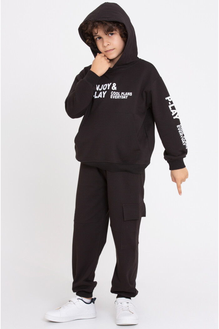 Erkek Çocuk Siyah Enjoy Play Baskı 5-9 Yaş Takım - 23294-2