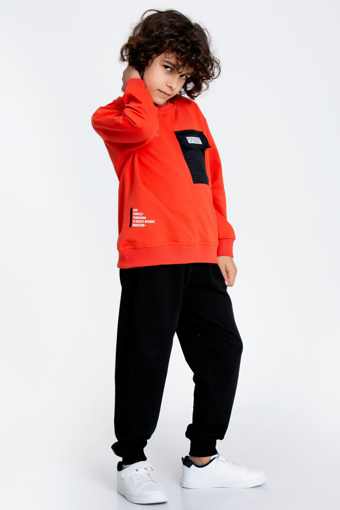 Erkek Çocuk Turuncu Yazı Baskılı 5-9 Yaş Takım - 23300-4