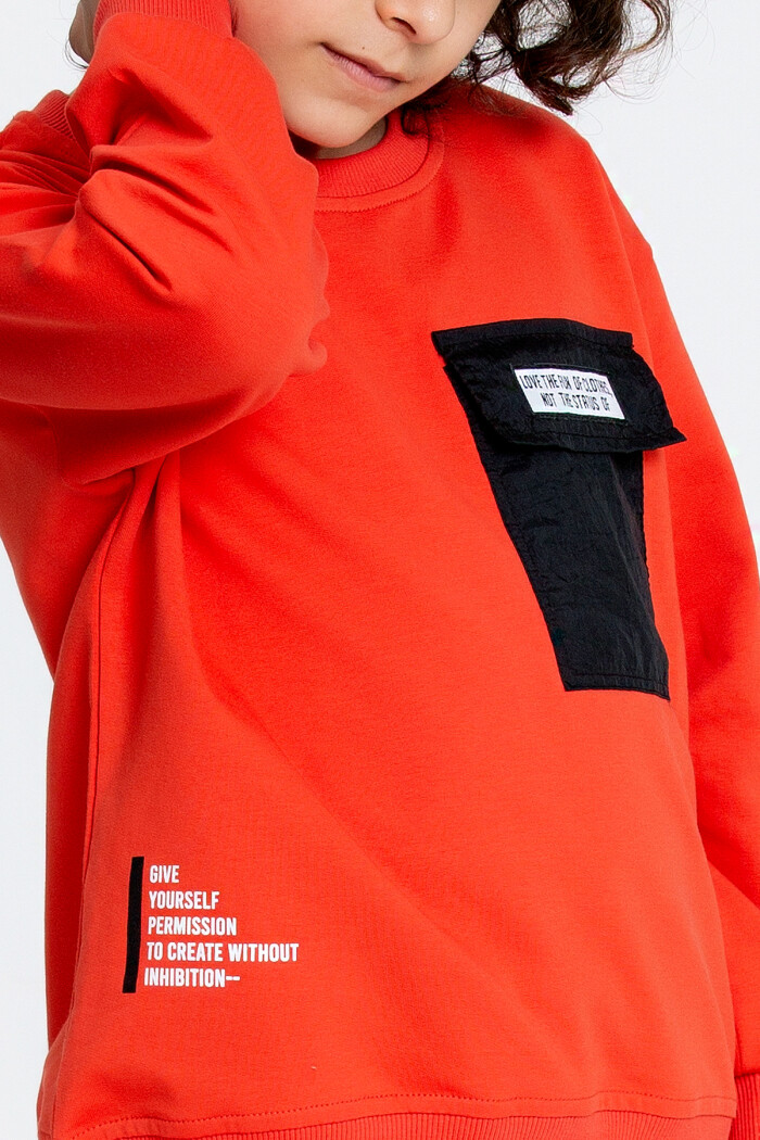 Erkek Çocuk Turuncu Yazı Baskılı 5-9 Yaş Takım - 23300-4