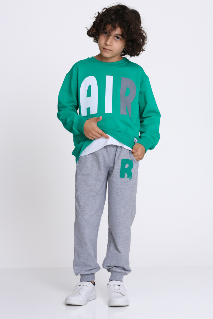 Erkek Çocuk Yeşil Air Baskı  5-9 Yaş Takım - 23308-5