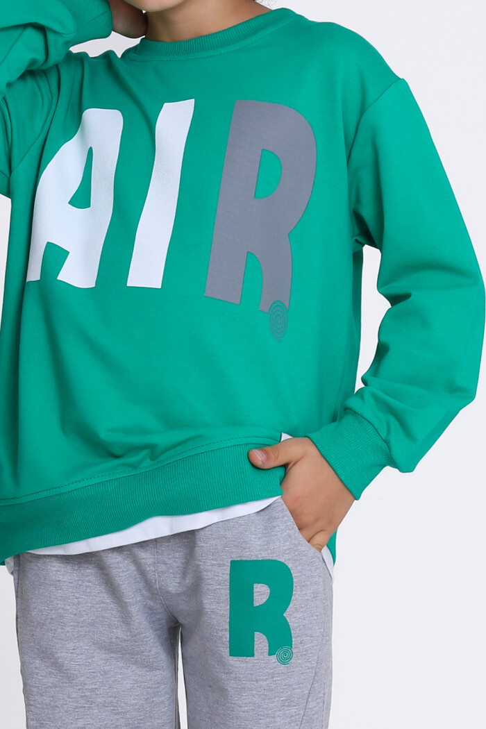 Erkek Çocuk Yeşil Air Baskı  5-9 Yaş Takım - 23308-5