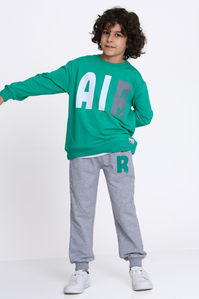 Erkek Çocuk Yeşil Air Baskı  5-9 Yaş Takım - 23308-5