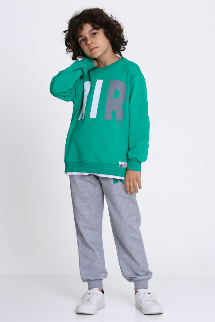 Erkek Çocuk Yeşil Air Baskı  5-9 Yaş Takım - 23308-5