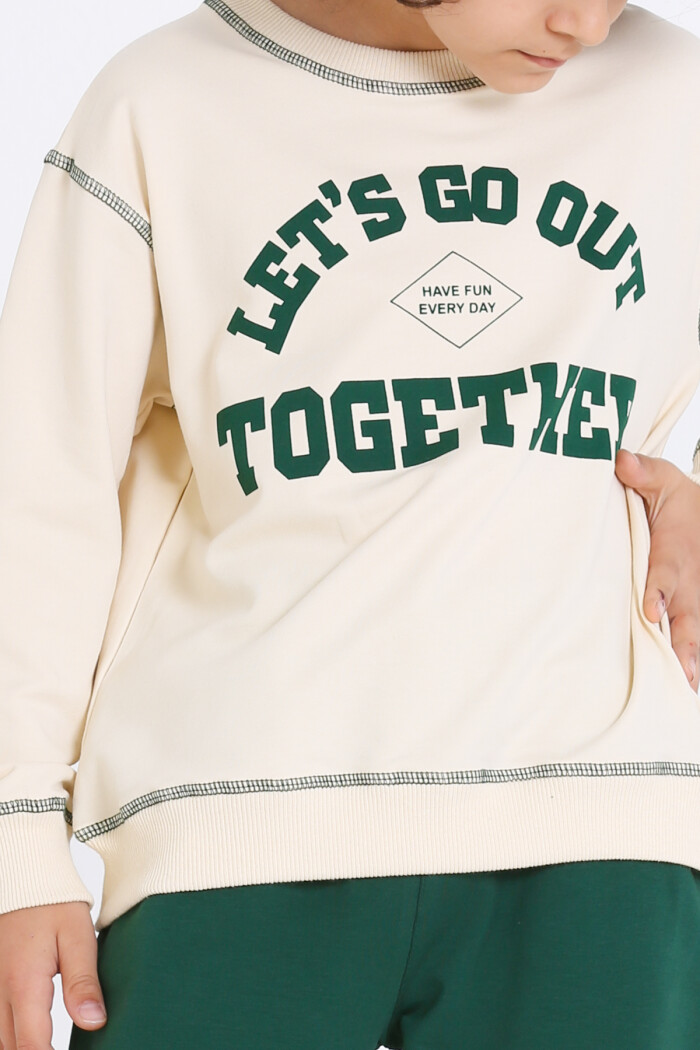 Erkek Çocuk Yeşil Lets Go Out Together Baskı 5-9 Yaş Takım - 23307-2