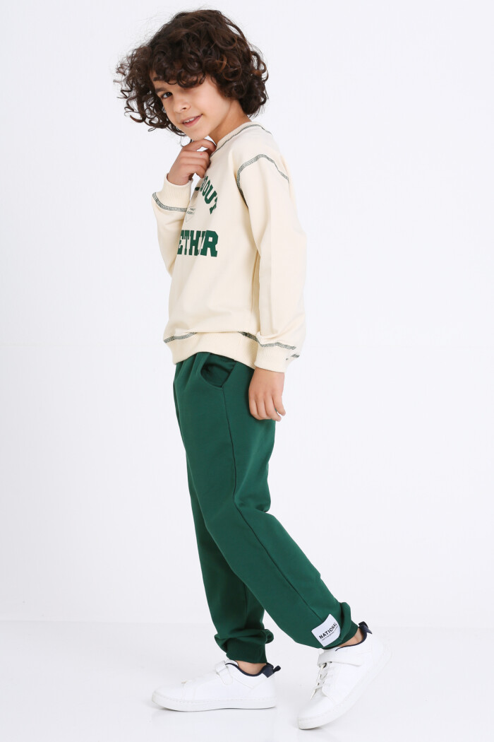 Erkek Çocuk Yeşil Lets Go Out Together Baskı 5-9 Yaş Takım - 23307-2