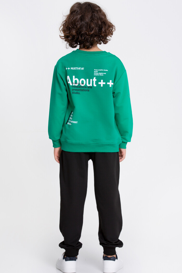 Erkek Çocuk Yeşil Yazı Baskılı 5-9 Yaş Takım - 23300-1