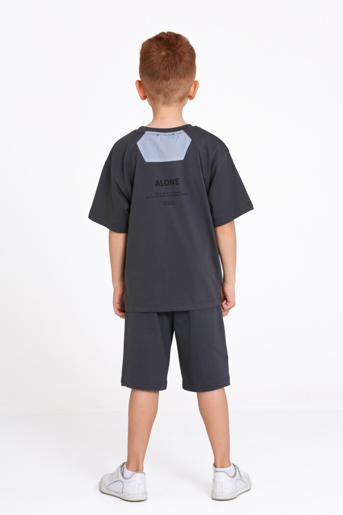 Füme Cepli Alone Sırt Baskılı 5-9 Yaş Takım - 2498-4