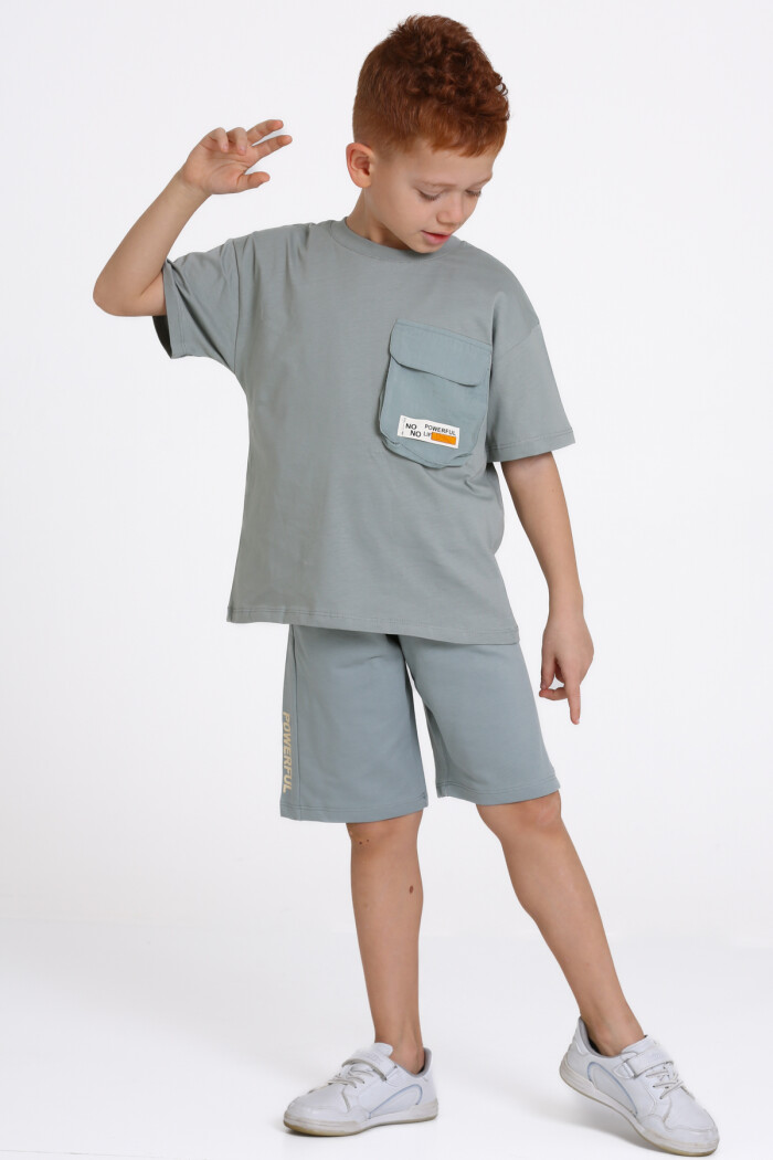 Gri Cep Detaylı 5-9 Yaş Takım - 2496-3