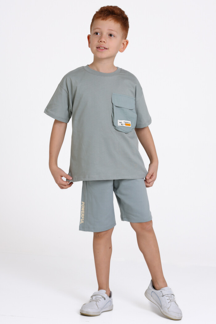 Gri Cep Detaylı 5-9 Yaş Takım - 2496-3