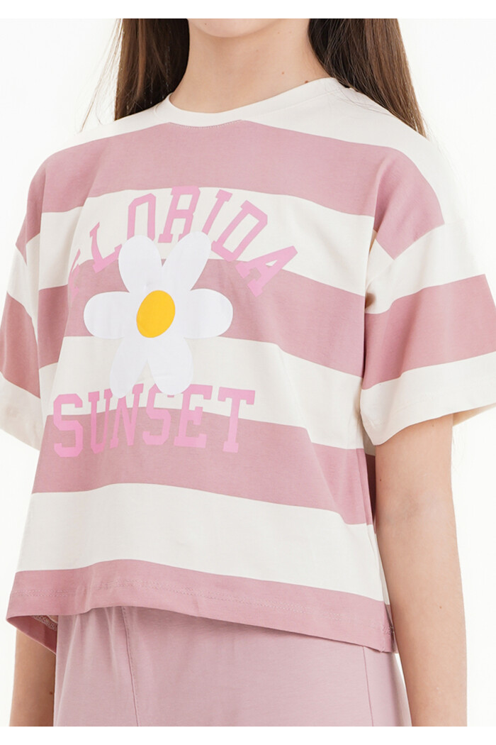 Gül Kurusu Florida Sunset Baskı 8-12 Yaş Takım 2414-1