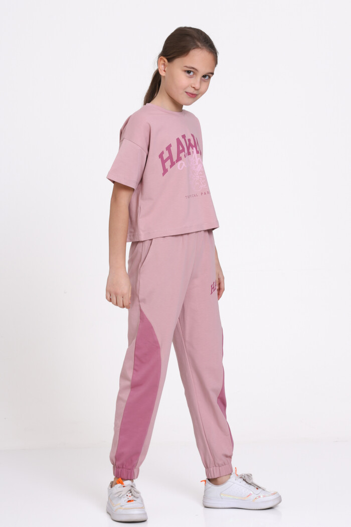 Gül Kurusu Hawaii Baskılı 5-9 Yaş Takım - 2443-2