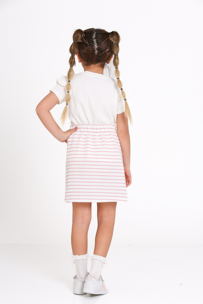 Gül Kurusu Lets Things Baskı Etekli 3-7 Yaş Takım 2478-3