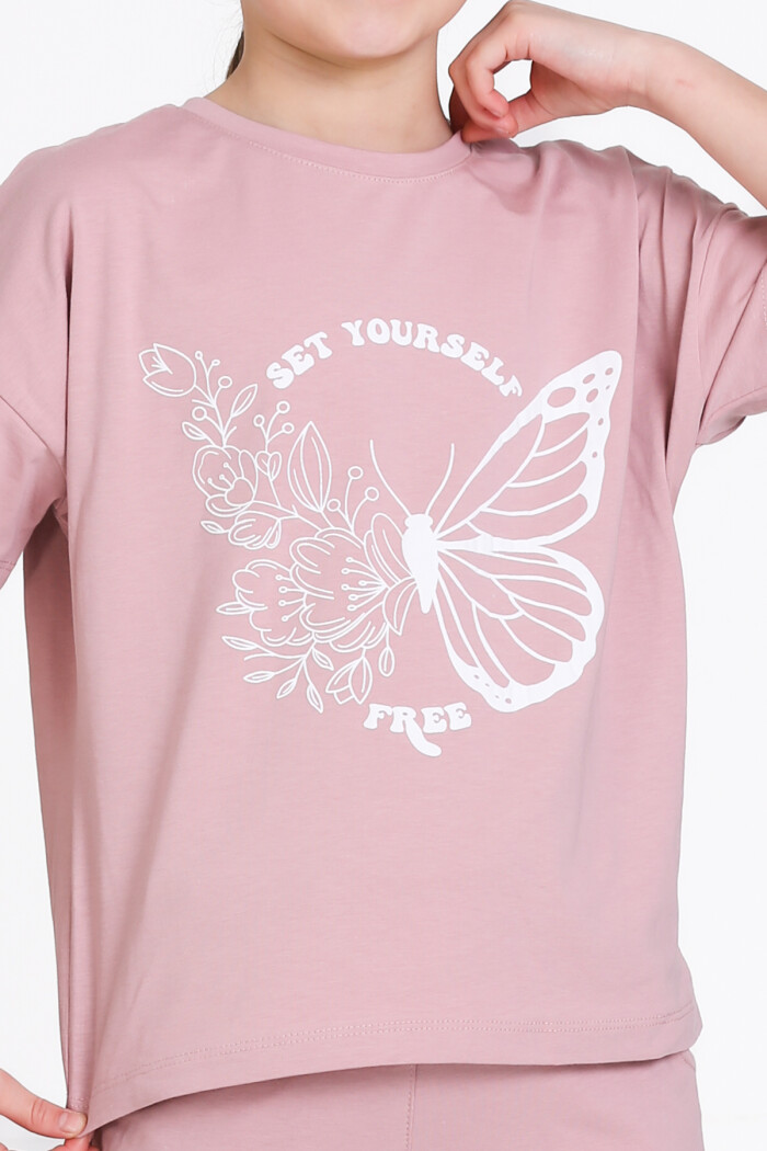 Gül Kurusu Set Yourself Baskılı 5-9 Yaş Takım - 2447-2