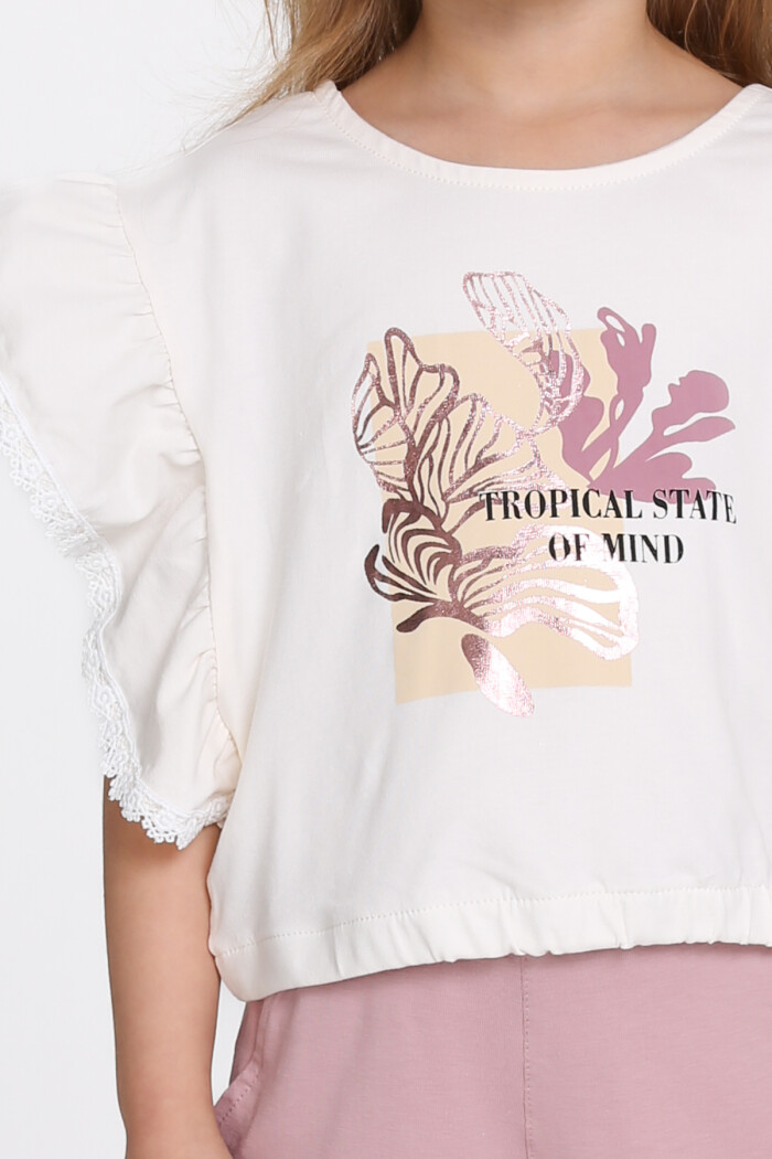 Gül Kurusu Tropical State Baskılı 1-5 Yaş Kız Takım - 2460-2