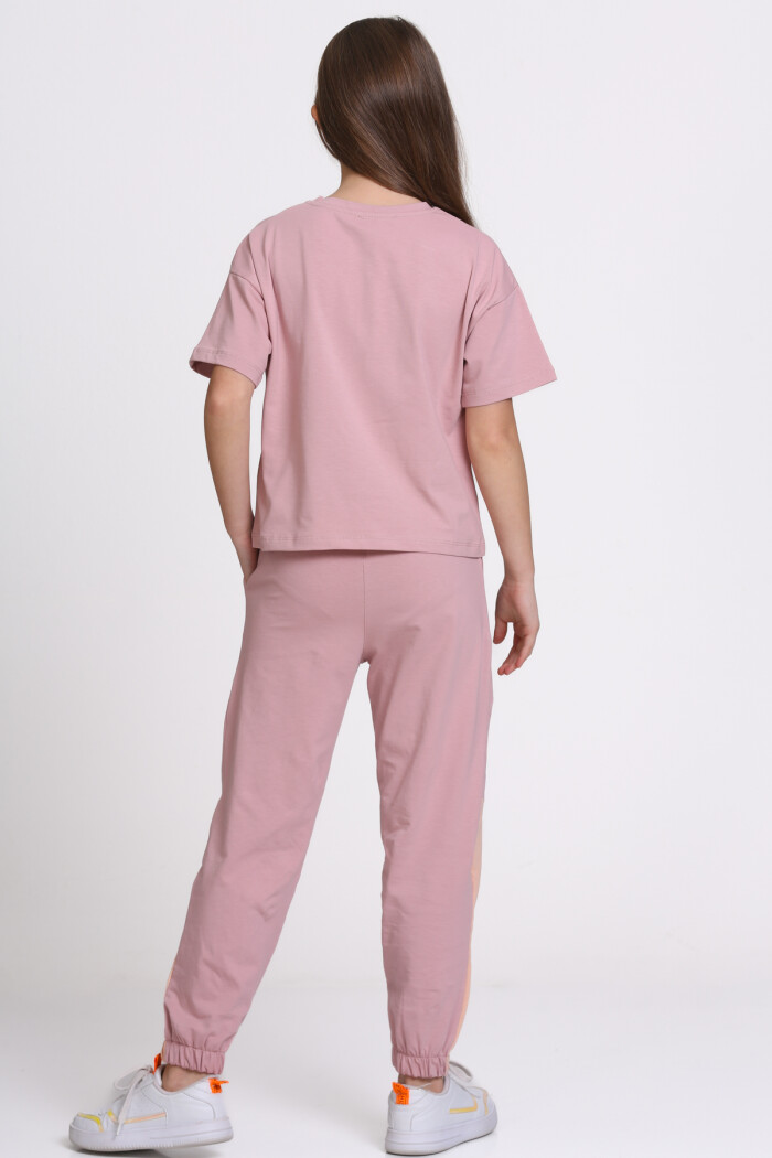 Gül Kurusu Wory Less Smile More Baskılı 5-9 Yaş Takım - 2442-1