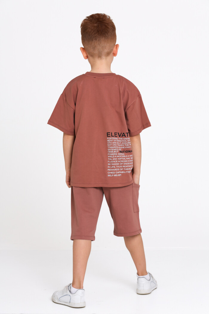 Kahve Elevate Yazı Baskı 5-9 Yaş Erkek Takım - 2499-2