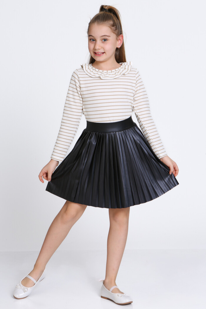 Kız Çocuk Bej Etekli 3-7 Yaş Takım - 23310-1