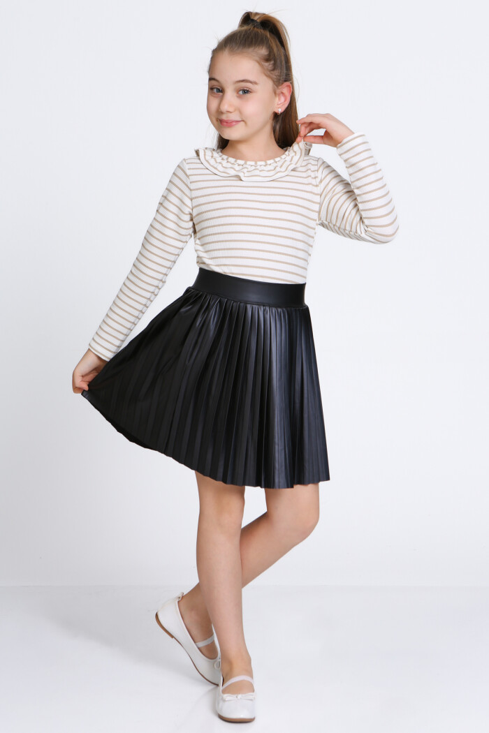 Kız Çocuk Bej Etekli 3-7 Yaş Takım - 23310-1