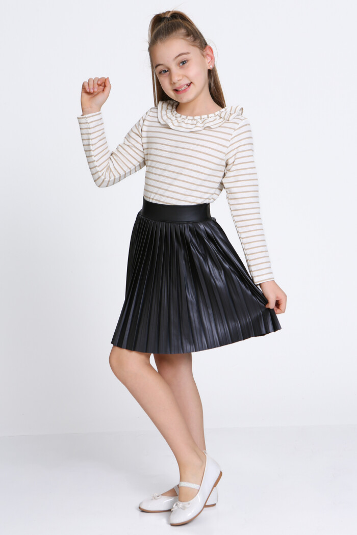 Kız Çocuk Bej Etekli 3-7 Yaş Takım - 23310-1