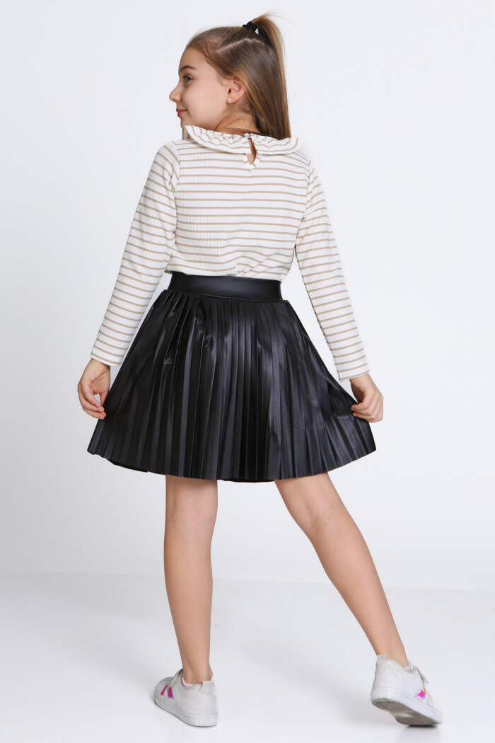 Kız Çocuk Bej Etekli 3-7 Yaş Takım - 23310-1