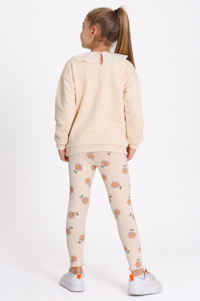 Kız Çocuk Bej Everything Is Cool Baskı 3-7 Yaş Takım - 23282-3