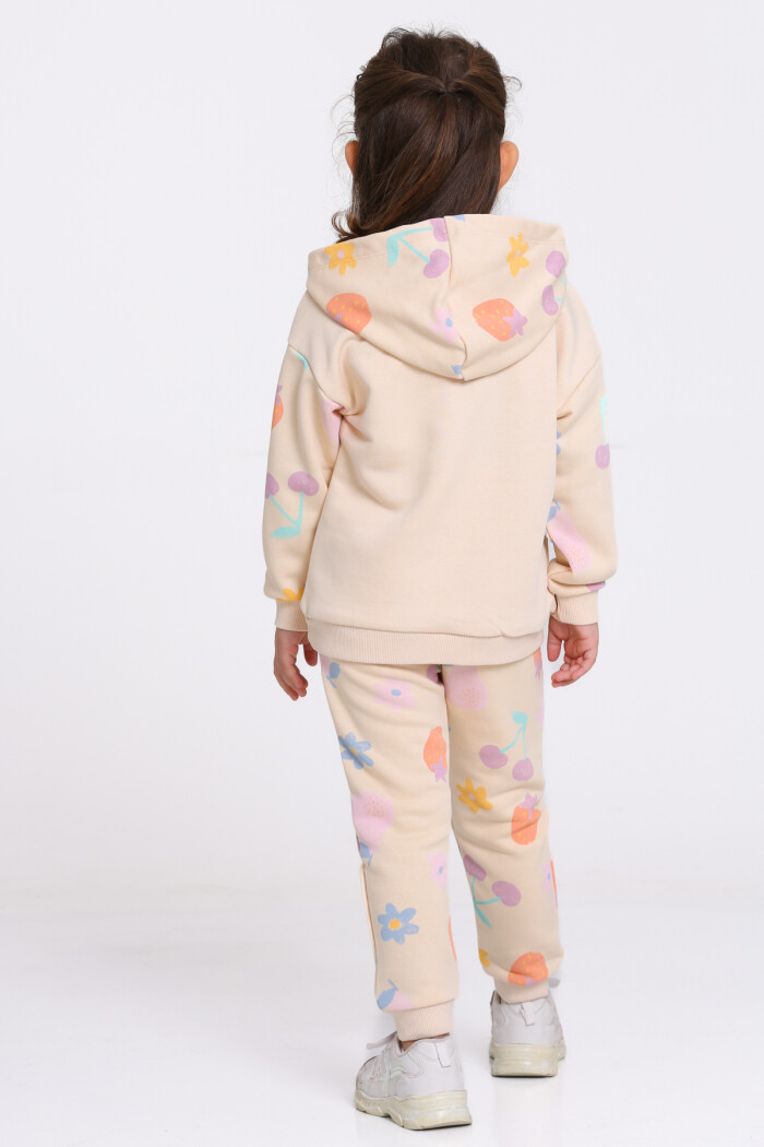 Kız Çocuk Bej Happy Baskı 1-5 Yaş Takım - 23277-3