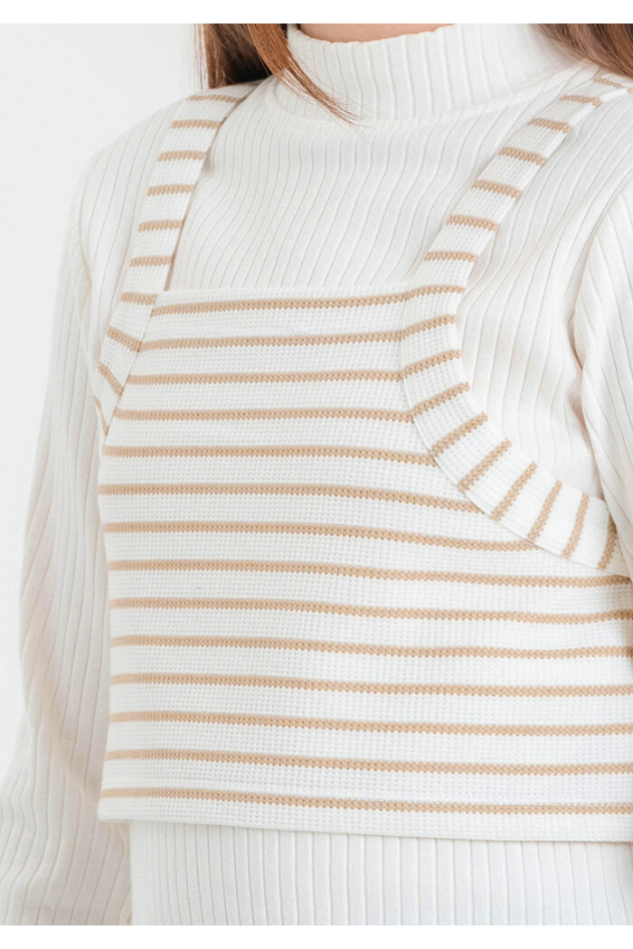 Kız Çocuk Bej Süveterli 4-12 Yaş Sweatshirt - 23330-4