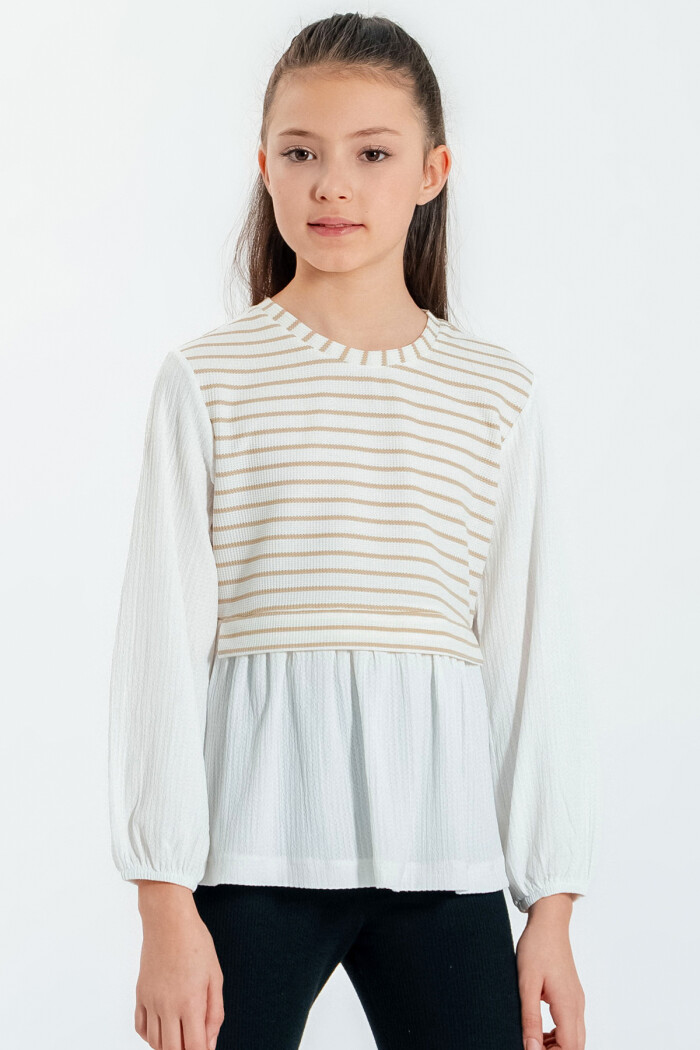 Kız Çocuk Bej Yelek Modelli 4-12 Yaş Badi - 23332-4