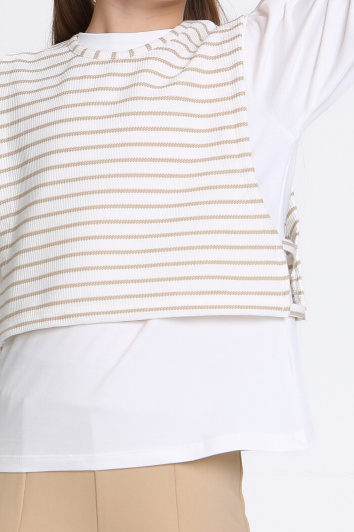 Kız Çocuk Bej Yelekli 5-9 Yaş Takım - 23315-5