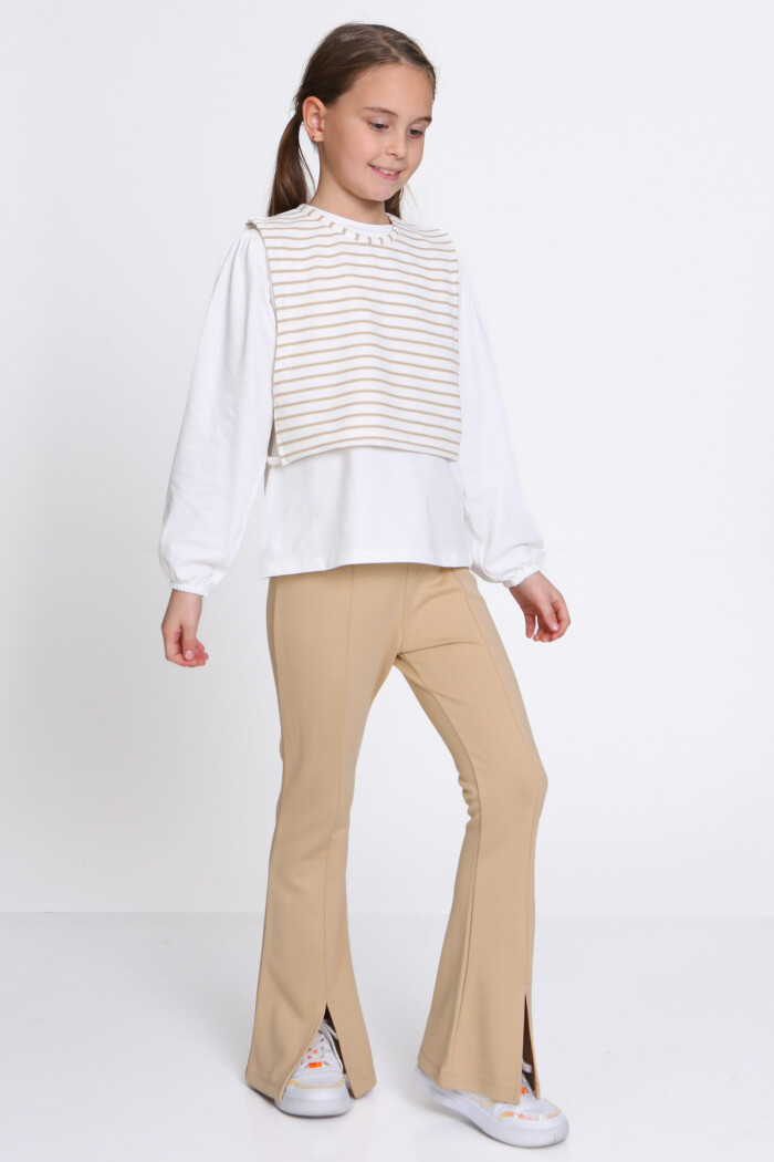 Kız Çocuk Bej Yelekli 5-9 Yaş Takım - 23315-5