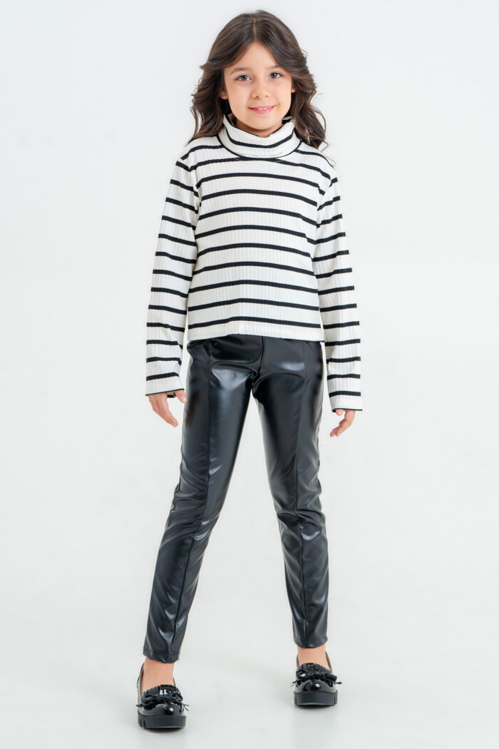 Kız Çocuk Beyaz Balıkçı Yaka 5-9 Yaş Takım - 23322-3