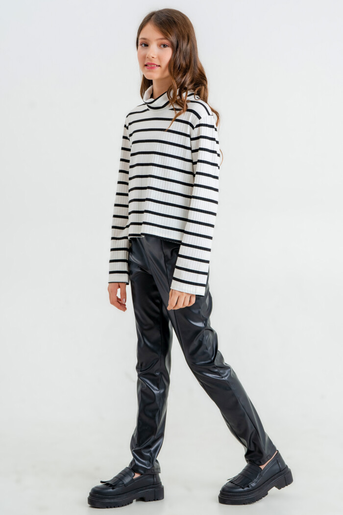 Kız Çocuk Beyaz Balıkçı Yaka 8-12 Yaş Takım - 23323-3