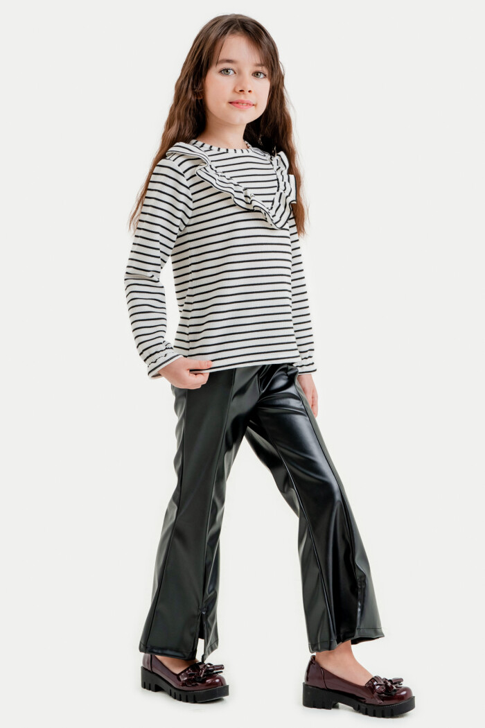 Kız Çocuk Beyaz Çizgili 3-7 Yaş Takım - 23312-2