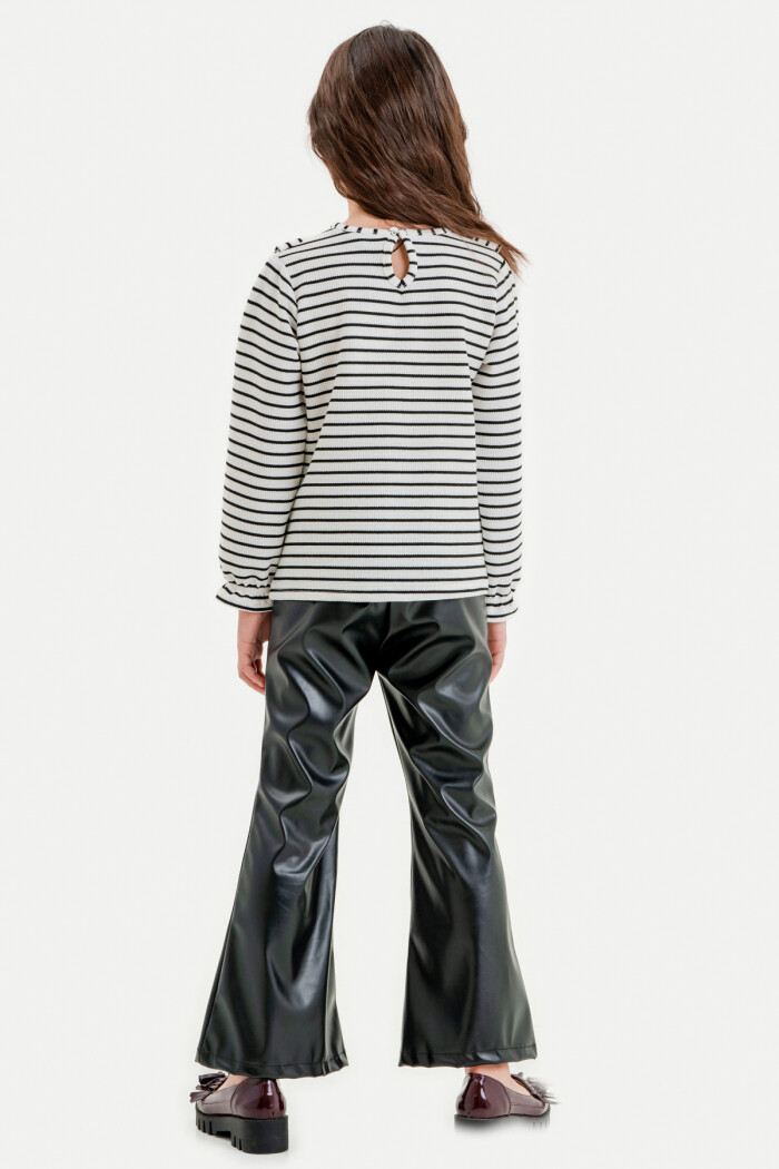 Kız Çocuk Beyaz Çizgili 3-7 Yaş Takım - 23312-2