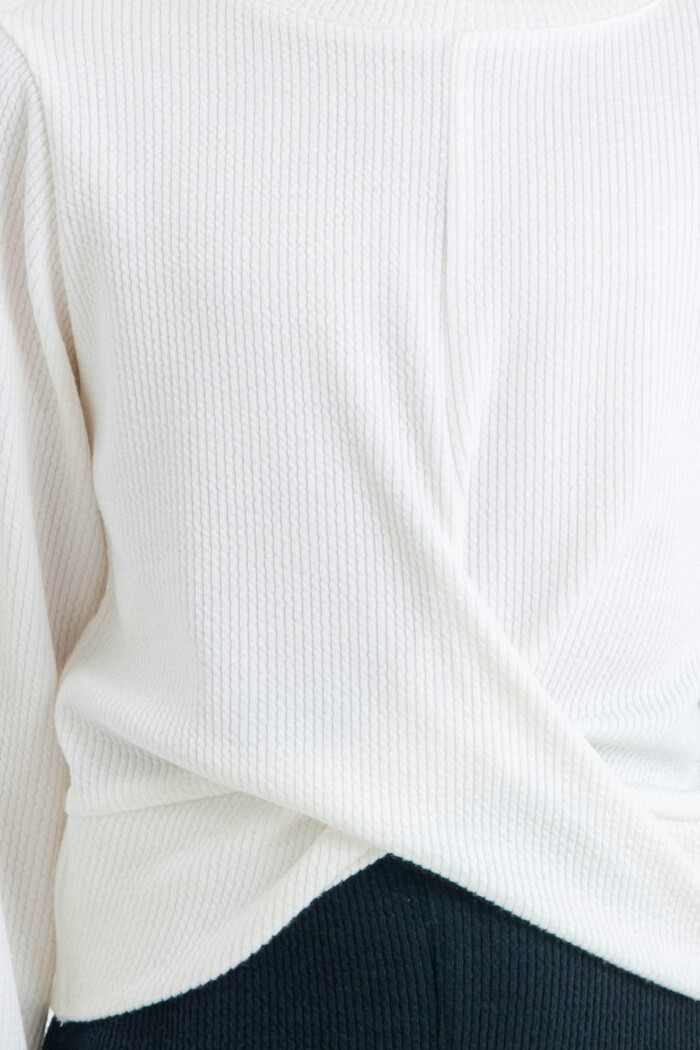 Kız Çocuk Beyaz Düğümlü 4-12 Yaş Sweatshirt - 23331-1