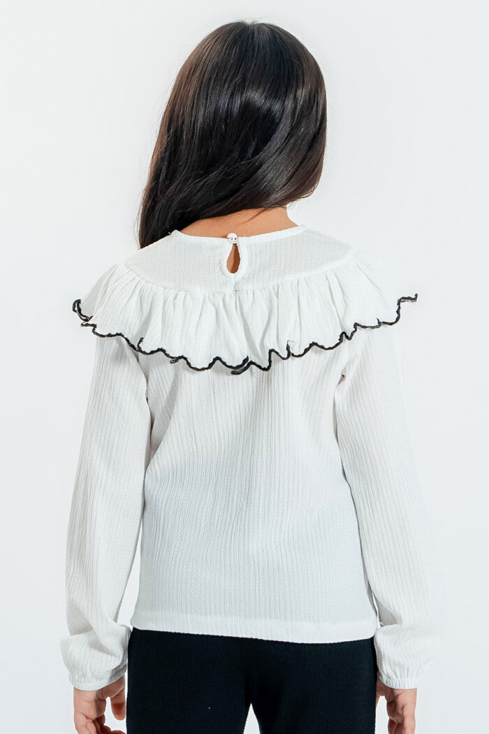 Kız Çocuk Beyaz Fırfırlı 4-12 Yaş Badi - 23333-1