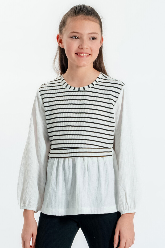 Kız Çocuk Beyaz Yelek Modelli 4-12 Yaş Badi - 23332-1