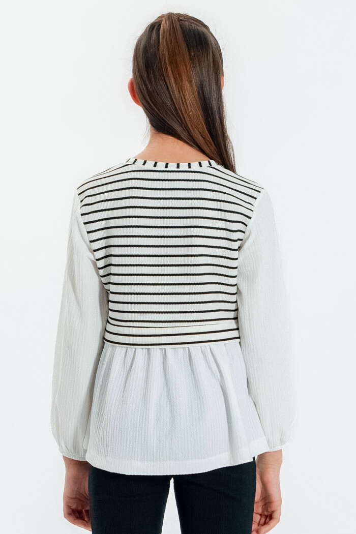 Kız Çocuk Beyaz Yelek Modelli 4-12 Yaş Badi - 23332-1