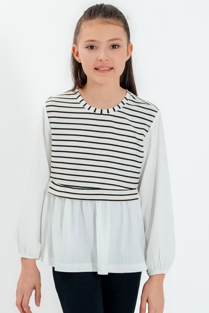 Kız Çocuk Beyaz Yelek Modelli 4-12 Yaş Badi - 23332-1