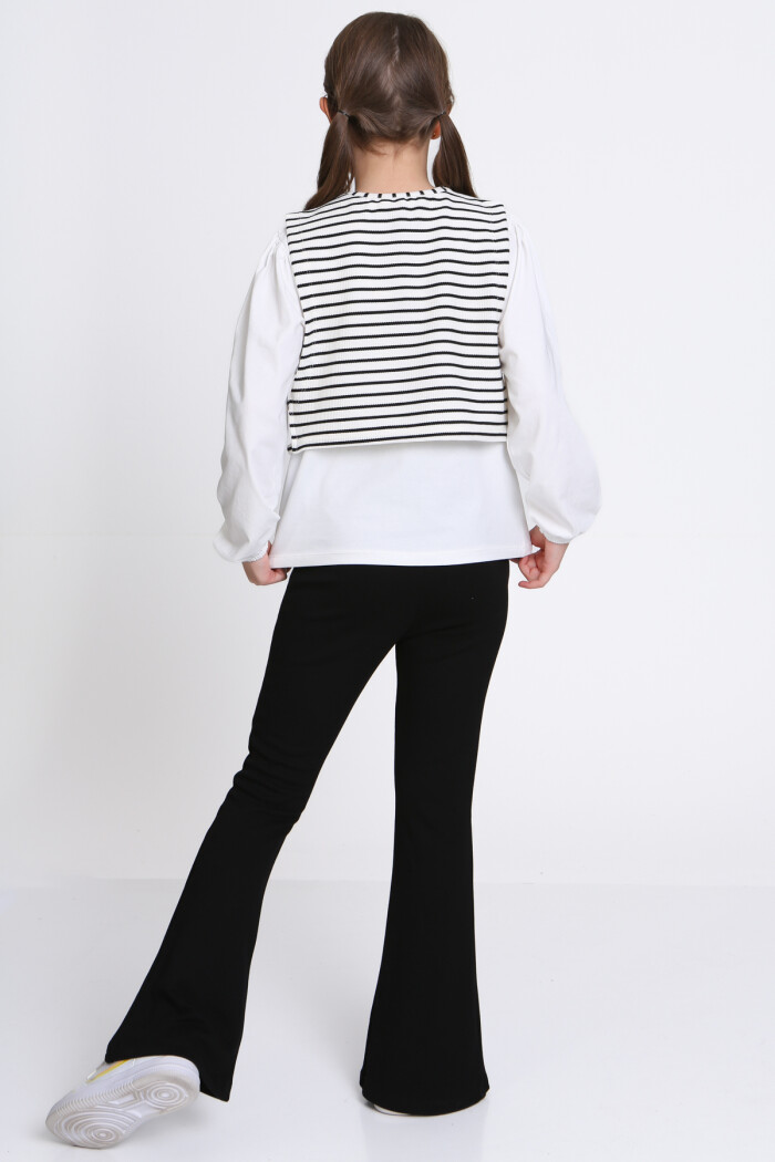 Kız Çocuk Beyaz Yelekli 5-9 Yaş Takım - 23315-4