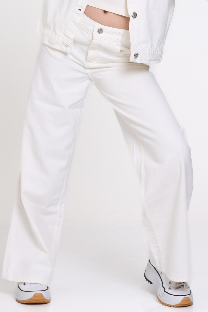 Kız Çocuk Ekru İspanyol Paça Gabardin 4-12 Yaş Pantolon - 23339-4