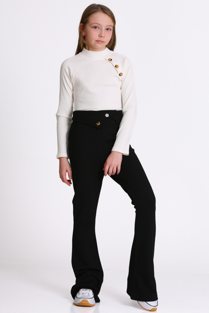 Kız Çocuk Ekru Pantolonlu 8-12 Yaş Takım - 23317-4